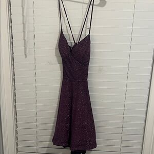 City Studio Plum Glitter Strappy Mini Dress